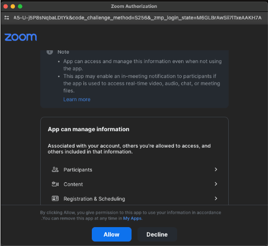 Zoom Authorization