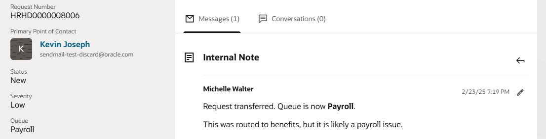 Transfer Internal Note