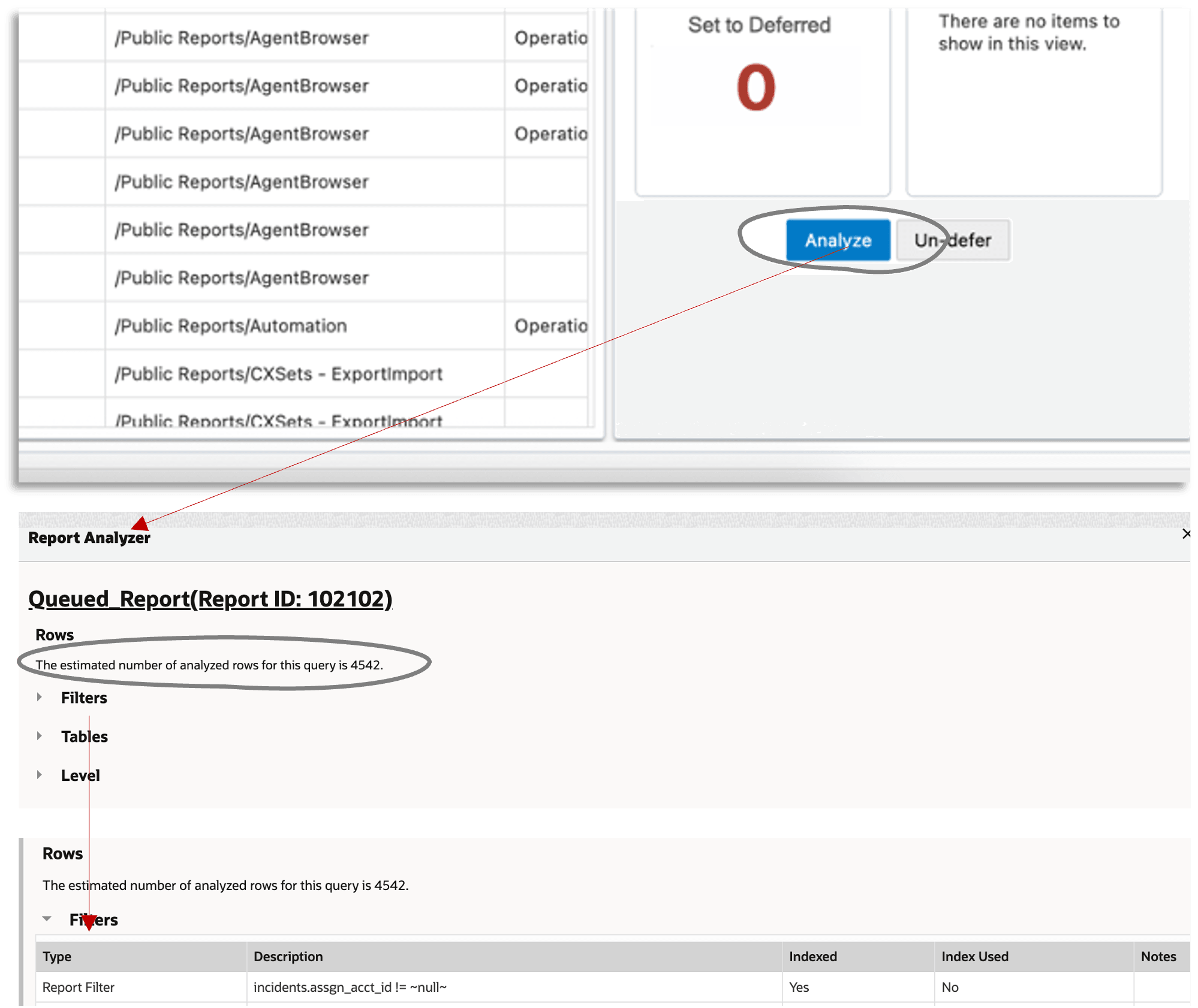 Analyze Button in BUI Report Management