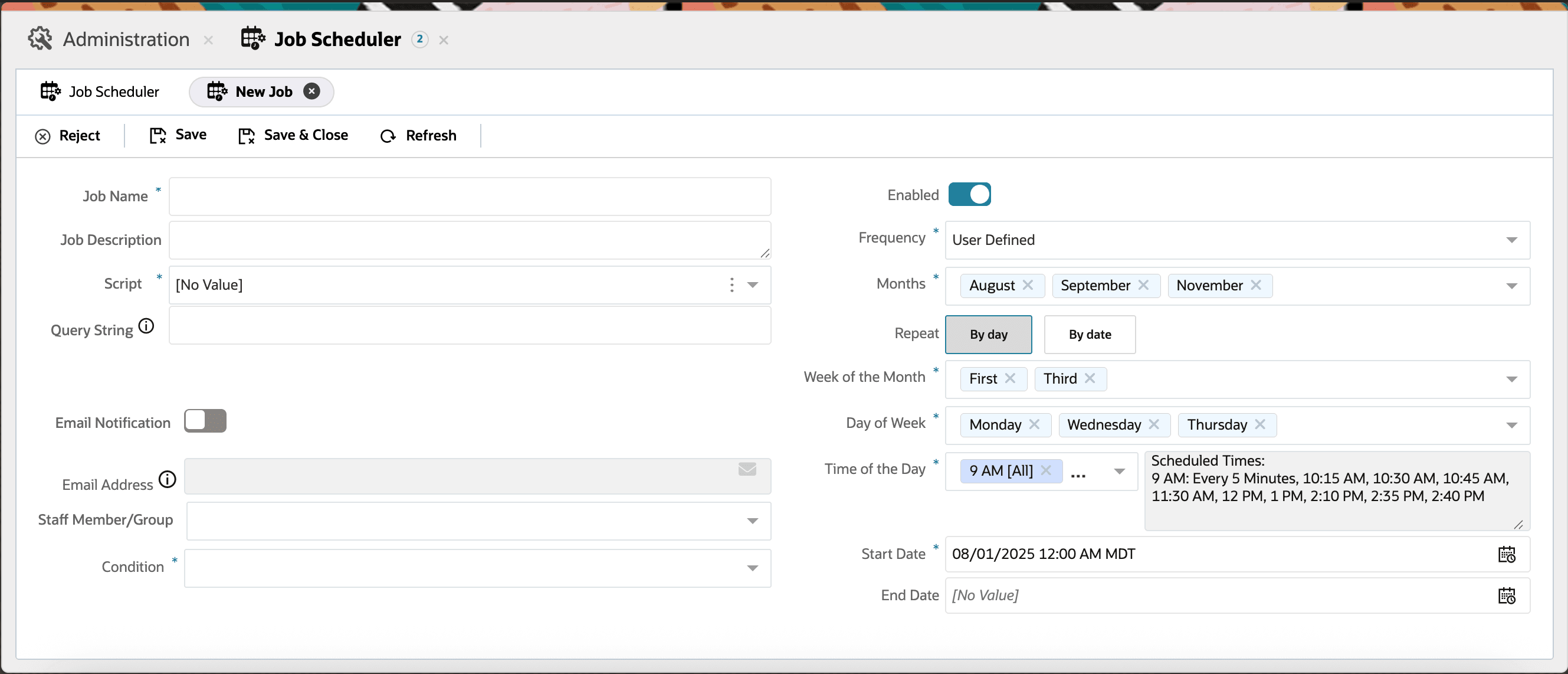 Job Scheduler - User defined scheduler