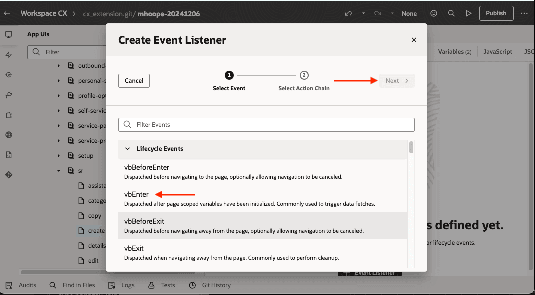This is to register events for recordLevelEvents