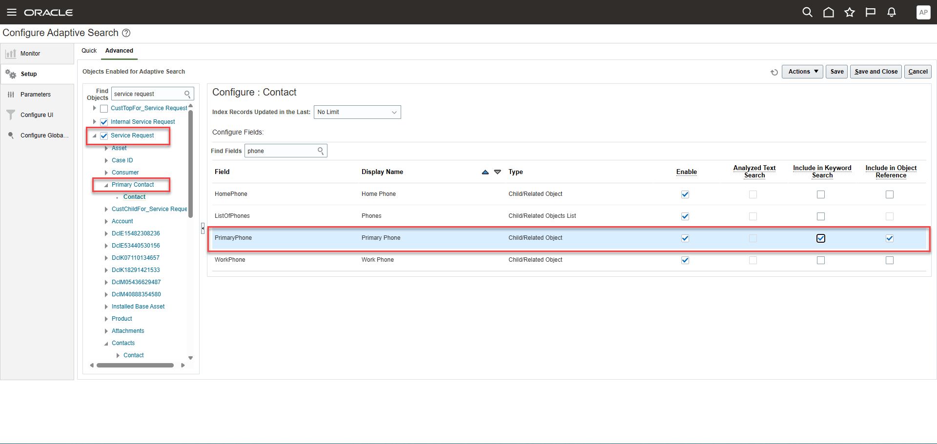 SR Primary Contact Phone Number Included in Keyword Search