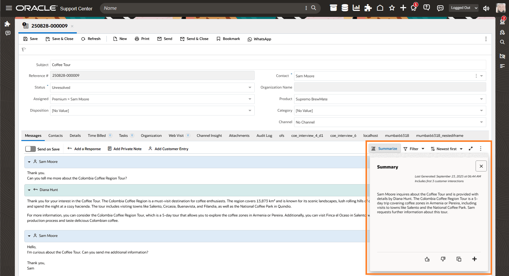 Summarization on Incident Thread Header