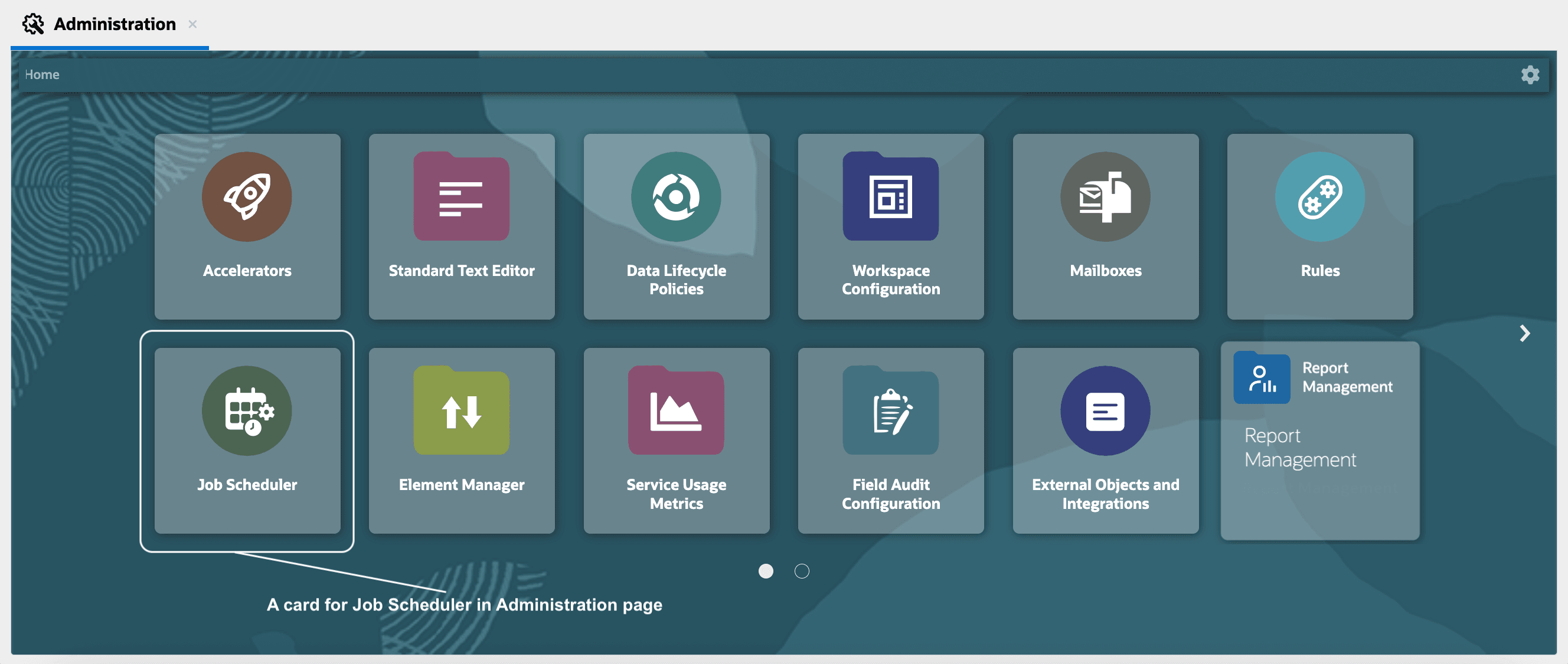Job Scheduler tile in Administration page