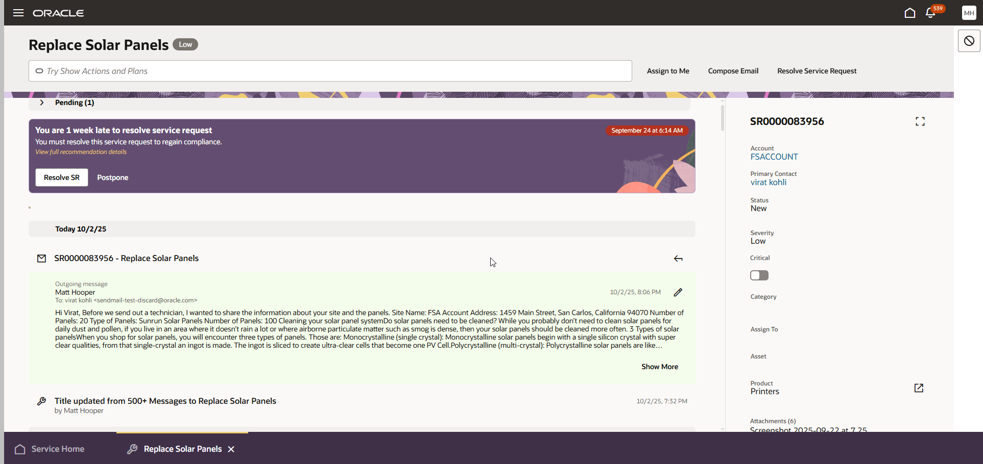 SR Message Collapsed
