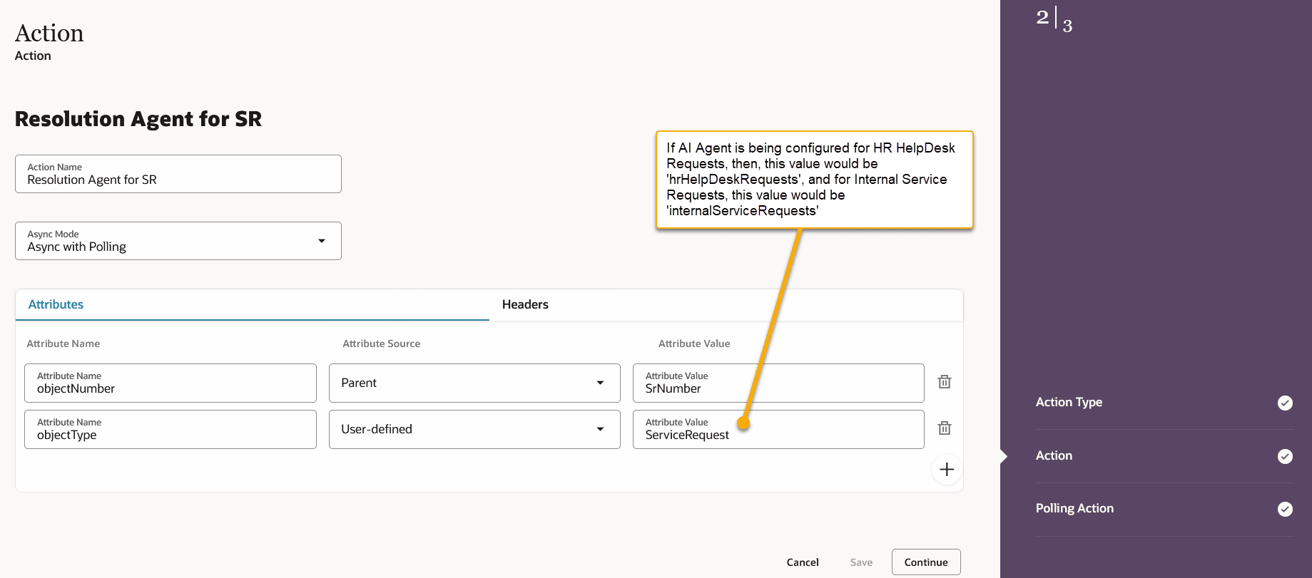 custom action for OOB Resolution Agent - screen 2