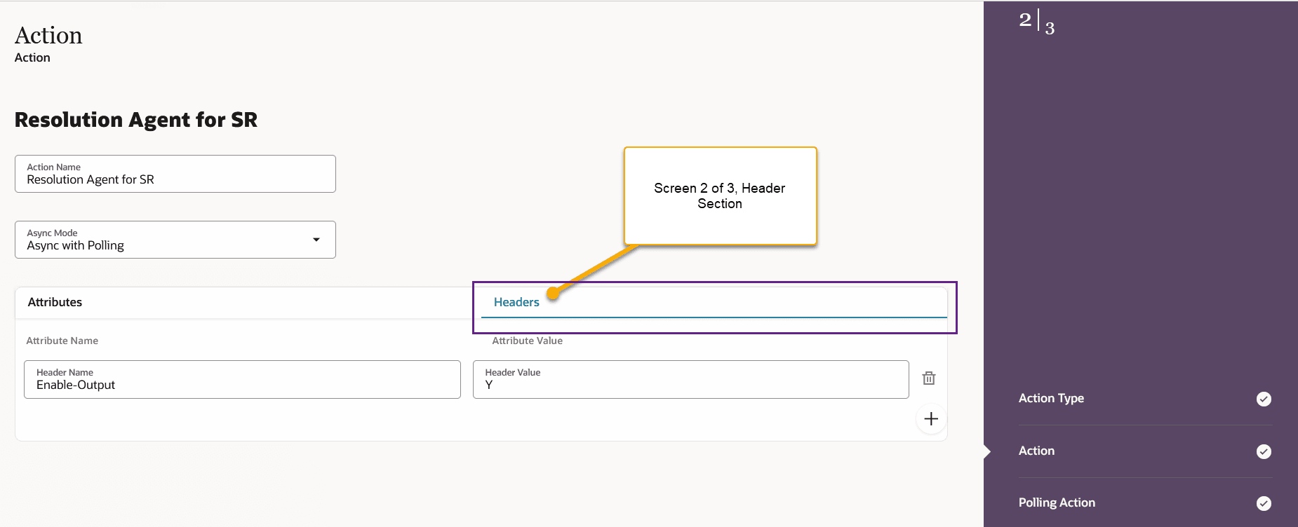 custom action for OOB Resolution agent header - screen 2