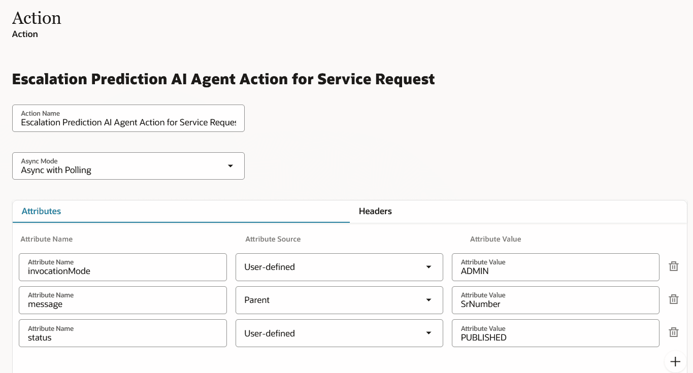 custom action for Escalation Prediction Agent - screen2