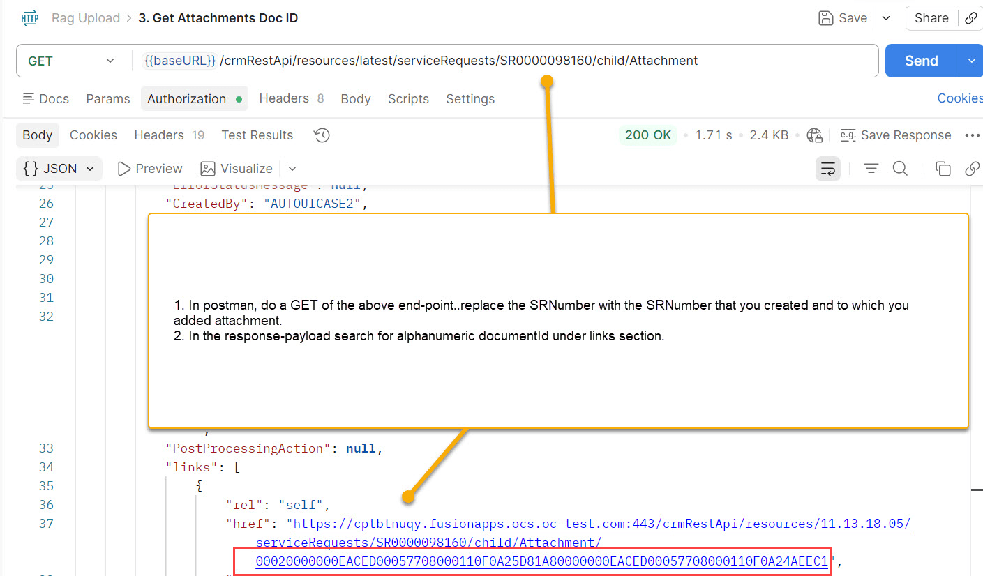 postman-getDocumentID screenshot