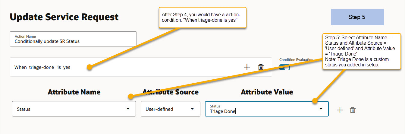 Step 5 - Update SR Status Attribute to Triage Done and 'Save'