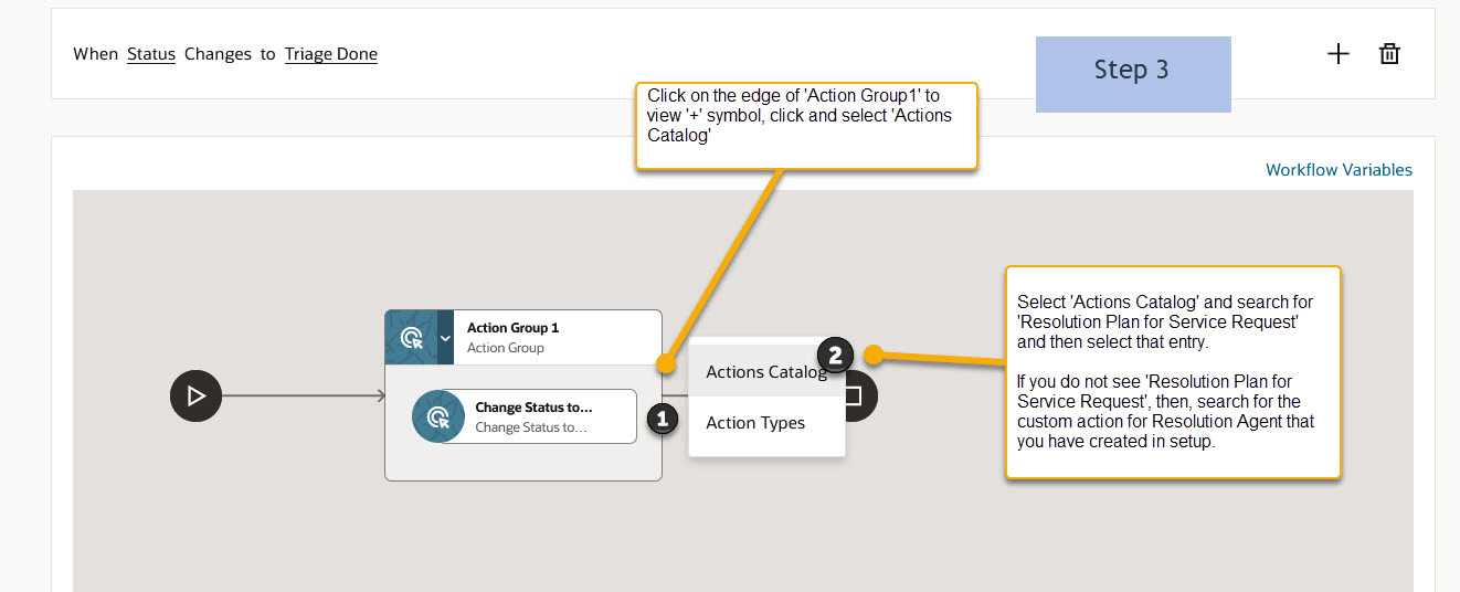 Resolution workflow Step 3 - Adding Resolution AI Agent as an Action