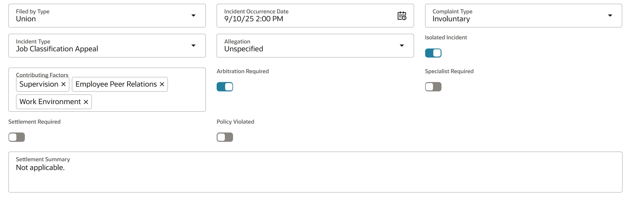 Data Model for Grievance Cases