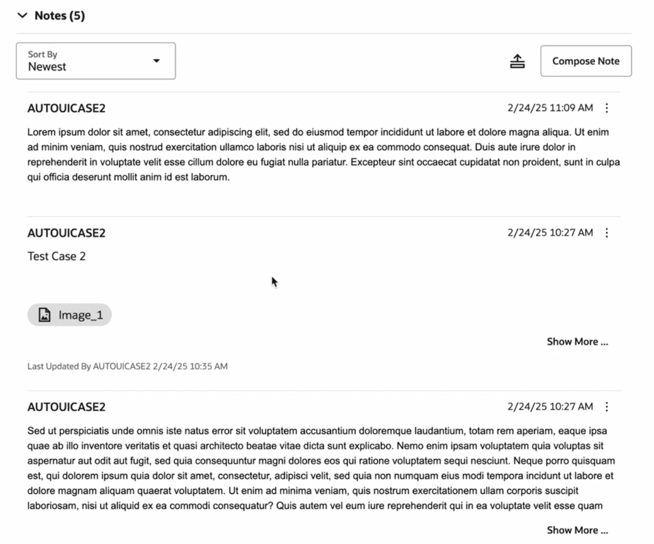 Screenshot of the new Case Notes layout