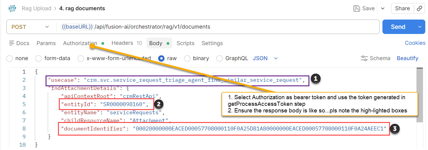 postman screenshot - RAG document upload