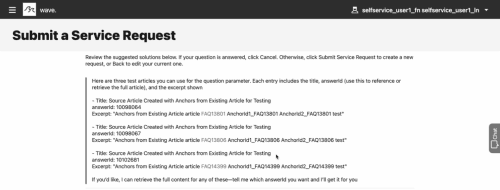 Example of Top Answer generated before submitting SR