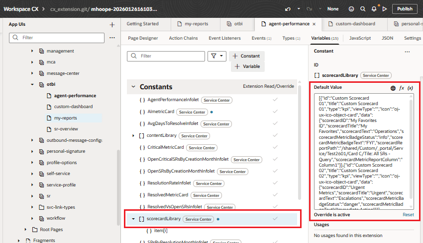 Define the value for the scorecardLibrary constant