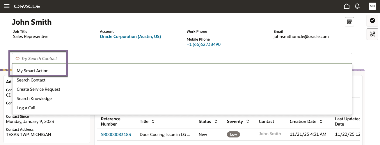 SVC Contact Page - Custom Smart Action