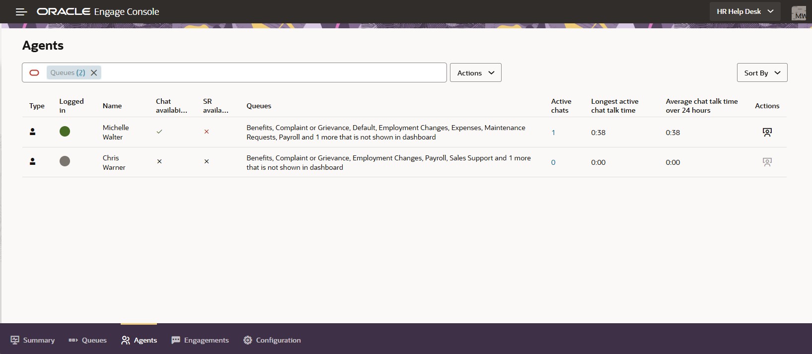 Active Chat in Supervisor Dashboard