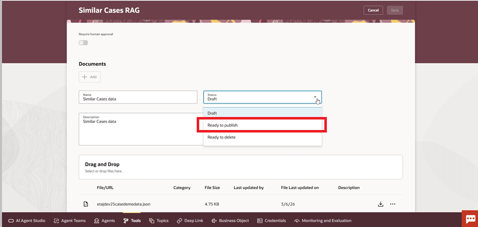 Upload JSON Document
