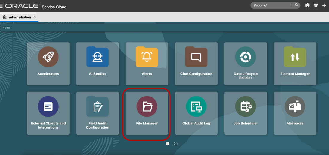 File Manager Tile in Administration
