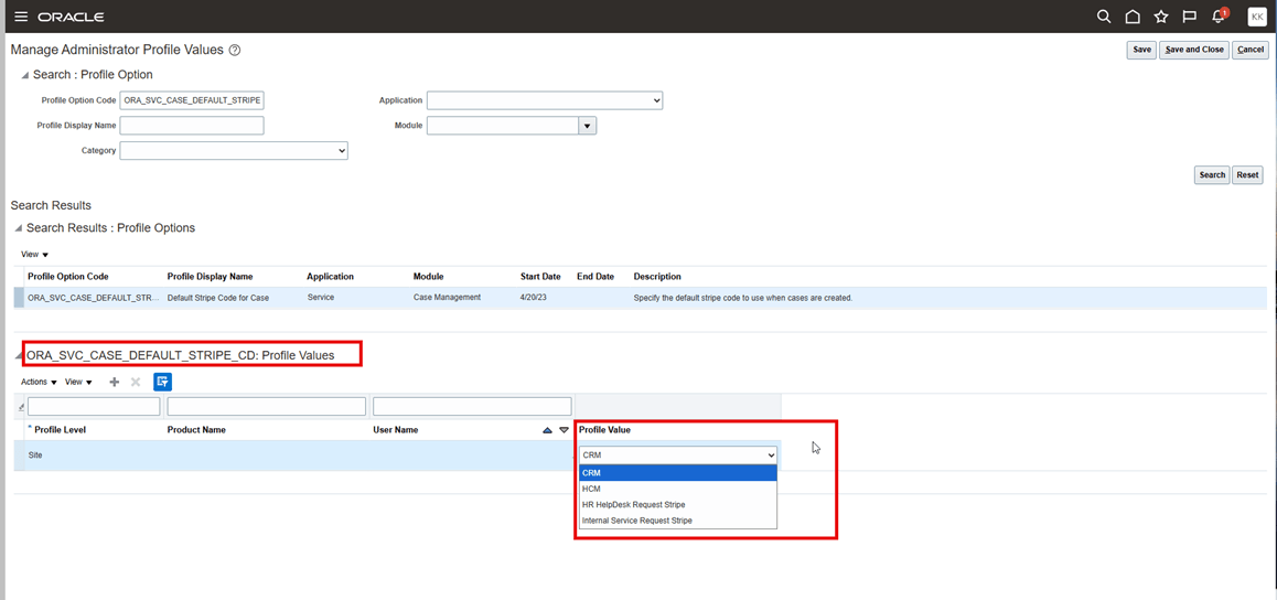 Profile option values