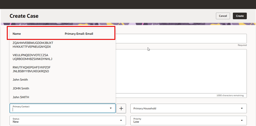 Primary Contact display Name and Primary Email Address