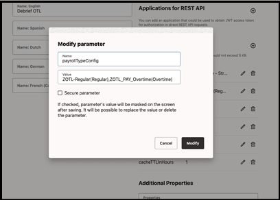 Modifying a parameter with name and value fields