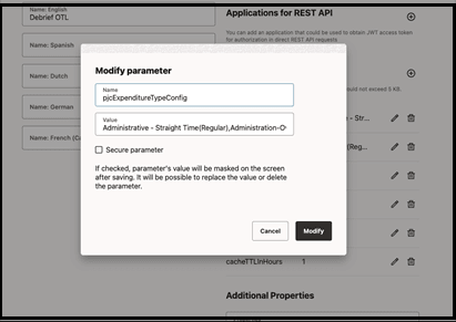 Modifying a parameter with payroll configuration values