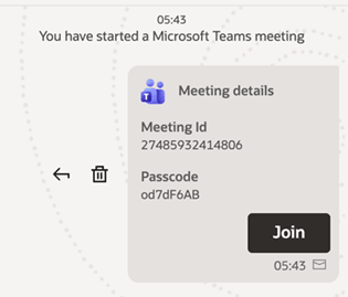 Screenshot displaying the meeting card with an option to Join the Microsoft Teams meeting. 