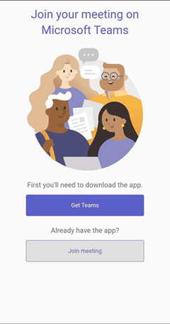 Screenshot dipslaying the option to install Microsoft Teams app.