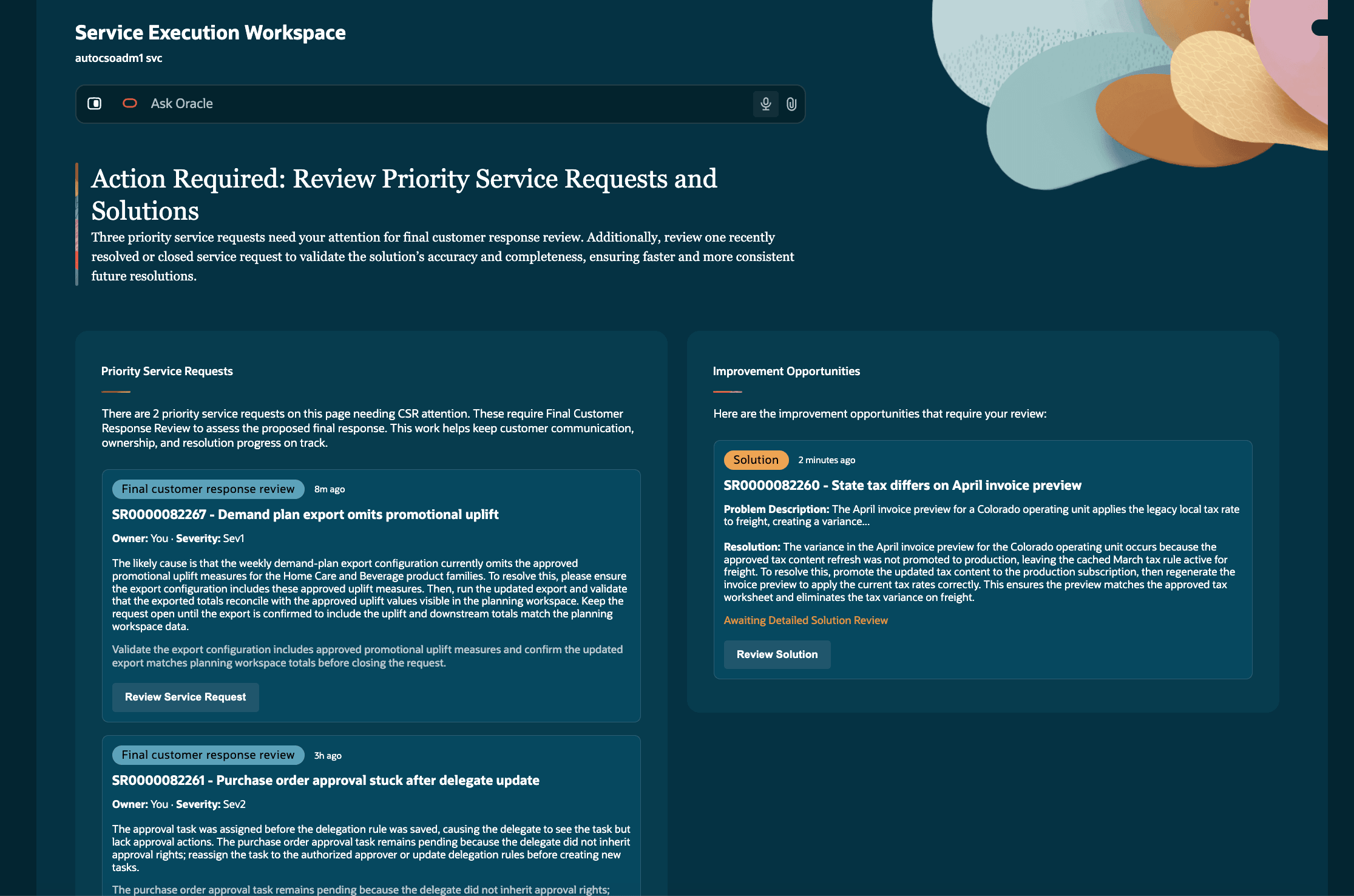 Service Execution Workspace