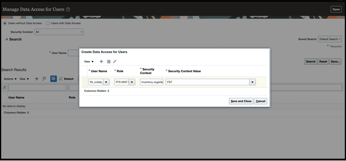 Manage Data Access for Users