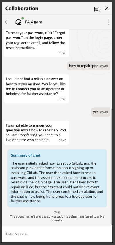 Context-Aware AI and Summarize Human Handoff