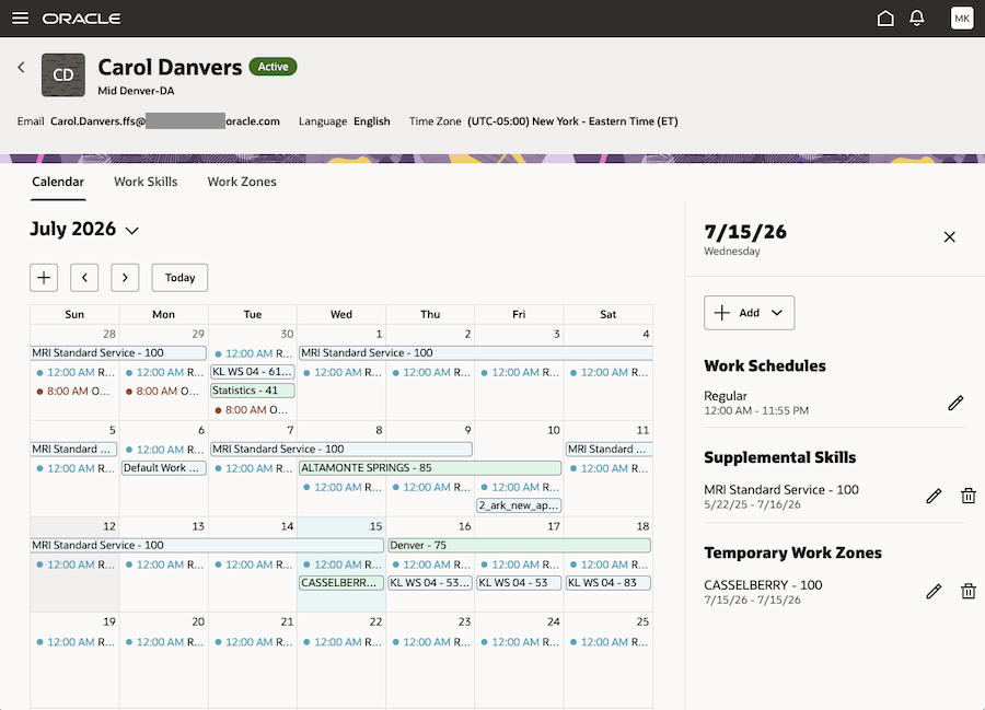 This screenshot shows the overview of the selected date, where the details are displayed in the drawer.