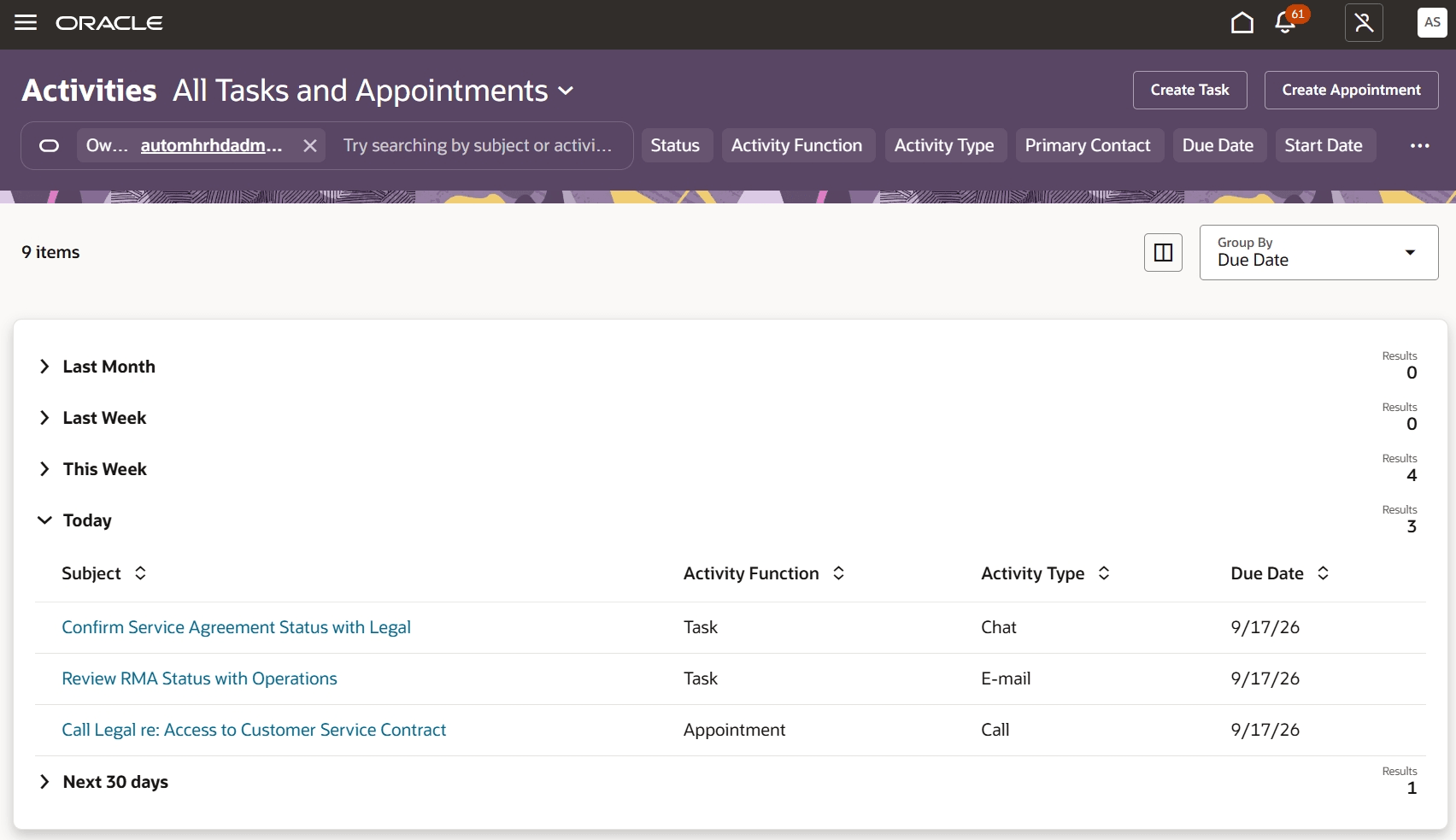 Screenshot of the Redwood Activities Page