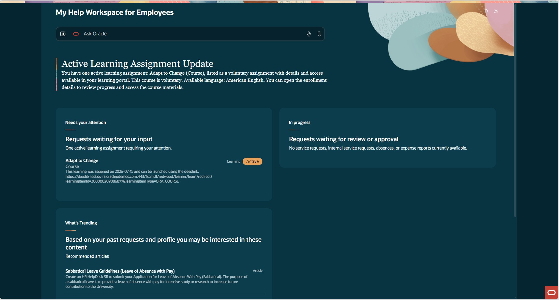 My Help Workspace for Employees
