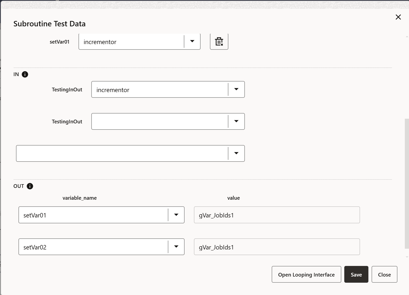 Flow Subroutine Test Data Page