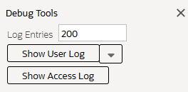 Debug Tools panel, including new "Show Access Log" button