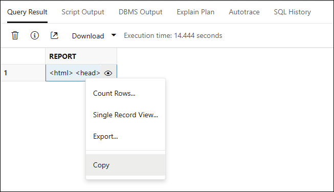 Oracle REST Data Services Query Result Right-Click Menu