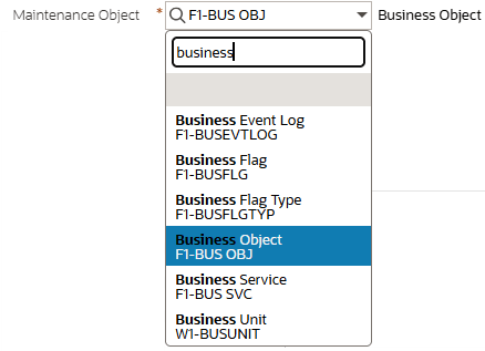 Business Object Selected