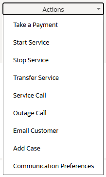 Example of Actions Menu in Classic User Experience