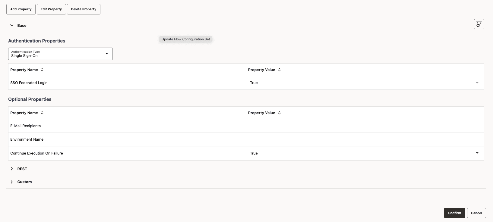 Flow and User Configuration Sets