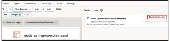 Duplicate section button