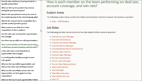 Subject area roles
