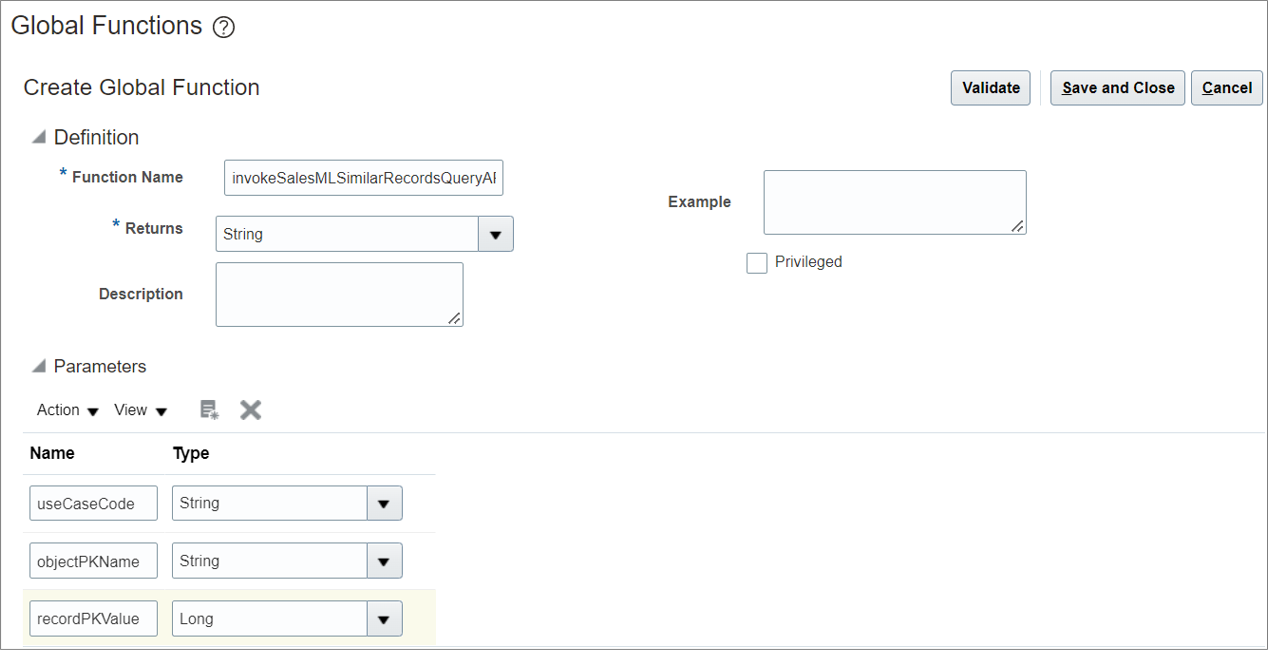 Create a global function for the similar accounts query API.