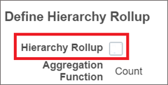 The screenshot highlights Hierachy Rollup check box.