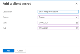 Add a client secret or application key