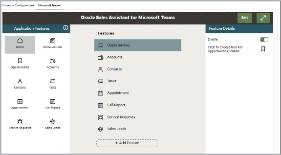Screenshot of Oracle Sales Assistant Setup for Microsoft Teams