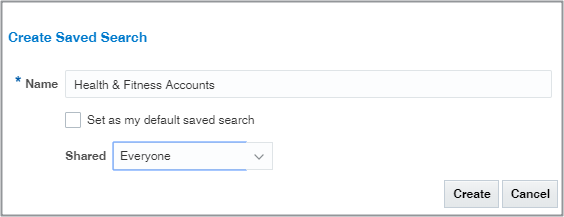 Create Saved Search window