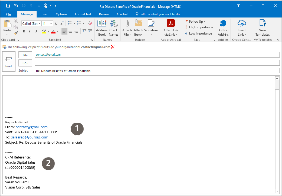Microsoft Outlook compose window